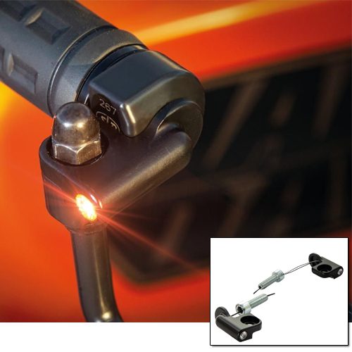 Sportster S Handlebar Side Mount Turn Signals Black Black Powder Coated Clear LED