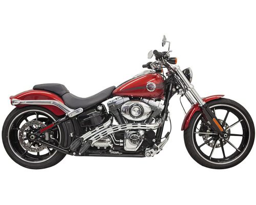 Radial Sweeper Black w/ chrome slotted heat shields For 00-17 FXS/FXST/FXSB/FLS/FLST, 13-17 FXSB/FXSE, 07-11 FXCW/C  99-17 FXD/​FXDWG
