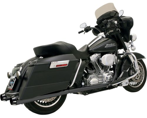 Slip On Mufflers Black Megaphone Muffler with Black Contrast Cut End Caps For 99-16 FLT/FLHT/FLHX/FLTR/FLHR