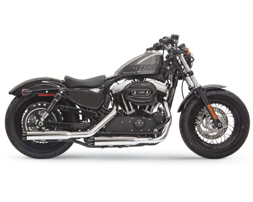 Firepower Series Mufflers Chrome w/ black billet end cap w/contrasting flutes 14-22 XL (EXCEPT RH SPORTSTER MODELS)