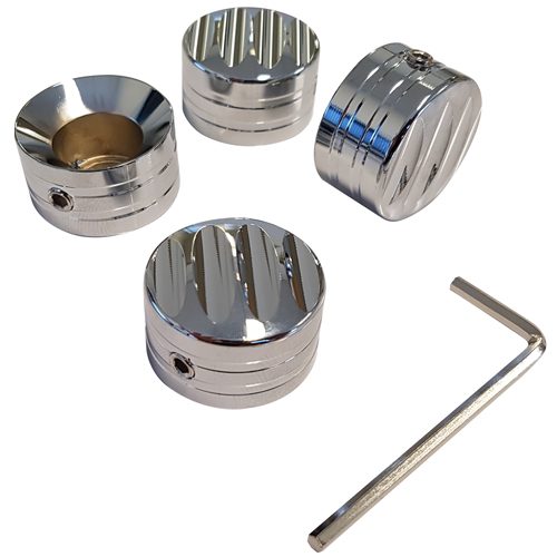 Head Bolt Cover (CHROME WITH STRIPES & MILLED TOP)