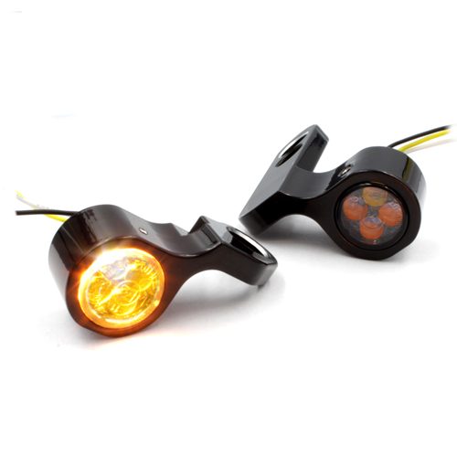 ROUND Black Mirror Mount Under Control Indicators with DRL M-EIGHT Models With Cable Clutch