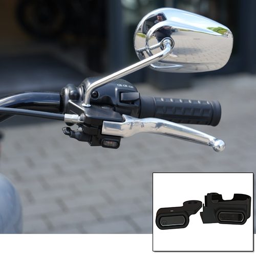 Black Mirror Mount Under Control Indicators for 25-Up Softail Models