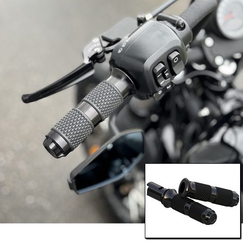 1" Harley Ride by wire Grips with Crown Design